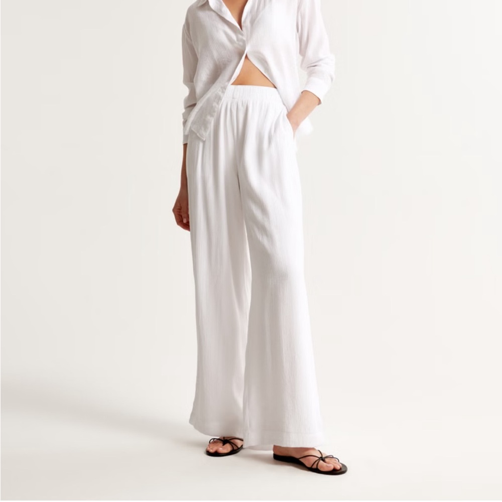 Abercrombie & Fitch linen white pants wide leg - NEW